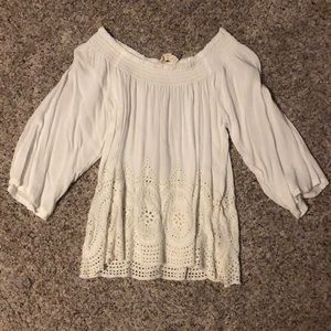 Off the shoulder white flowy top